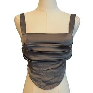 Y2K Forever 21 Corset Bustier Top Size Small Satin Coquette V Hem Party Club NWT